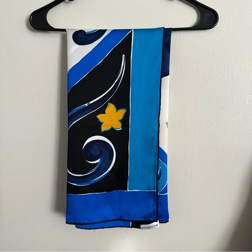 Vintage YVES SAINT LAURENT Rare Sun & Stars Themed Square Silk Scarf, 33.5”